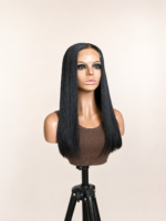 18 Inch Human Hair Yemi Natural Black Wig, 2x6 Closure, 250g