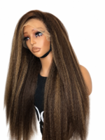 Annabelle - 26" Kinky Straight Synthetic Lace Front Wig (Natural Blowout Texture, Pre-Plucked Hairline)