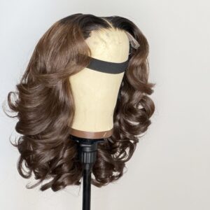Naomi - 14 inches Brown with Dark Roots Bouncy Curls
