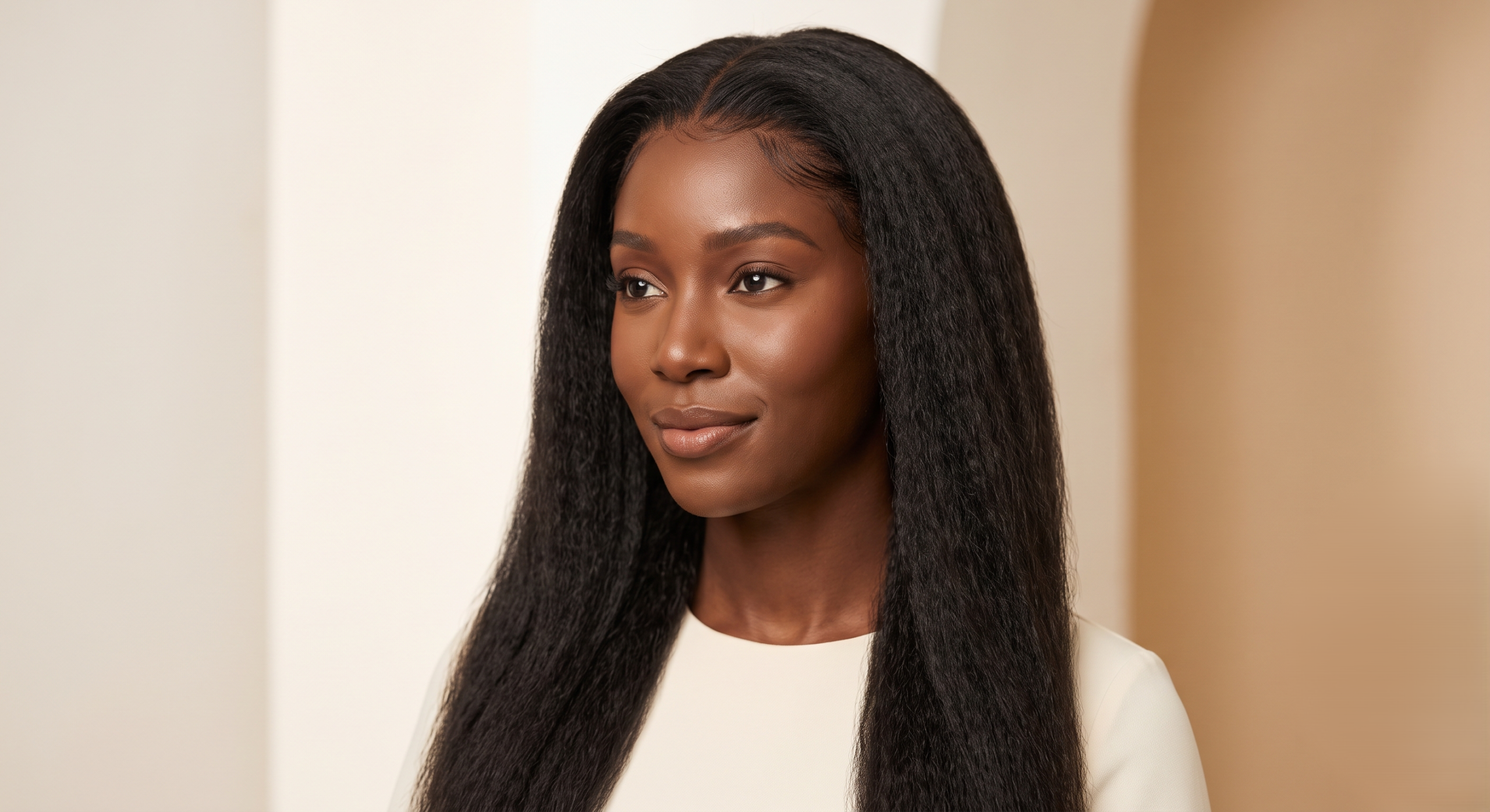 Woman wearing Dehjiluxe lace front wig